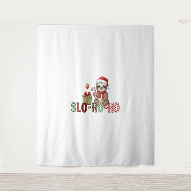 Slo Ho Ho Xmas Sloth Tapestry (Front)