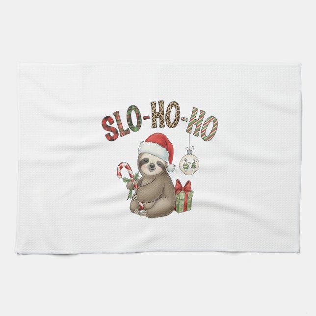 Slo Ho Ho Xmas Sloth Tea Towel (Horizontal)