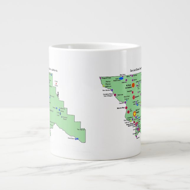 SLO Place Names Map with English Translations Large Coffee Mug (Front)