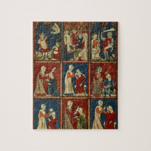 Sloane 1977 fol.2V Medical and biblical scenes, fr Jigsaw Puzzle