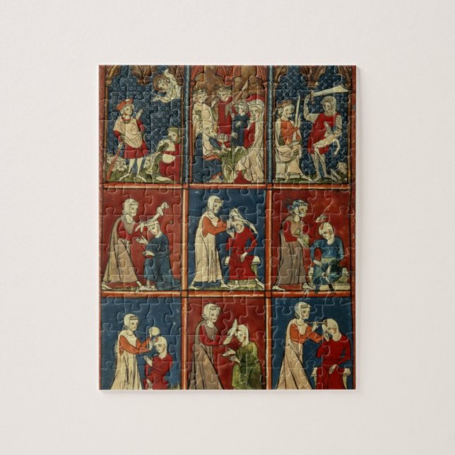 Sloane 1977 fol.2V Medical and biblical scenes, fr Jigsaw Puzzle (Vertical)