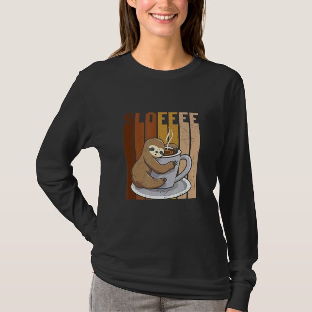 Sloffee Coffee Drinker Sloth T-Shirt (Front)