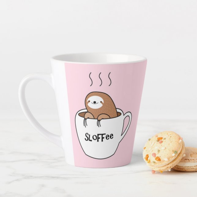 Sloffee Coffee Sloth Cartoon Animal Latte Mug (In Situ)