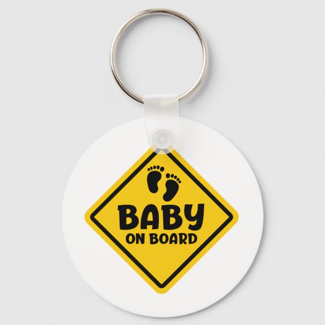Slogan baby on board - baby aan boord, in auto. key ring (Front)