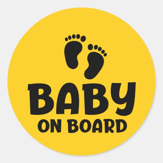 Slogan baby on board — baby on board, in car. classic round sticker (Front)