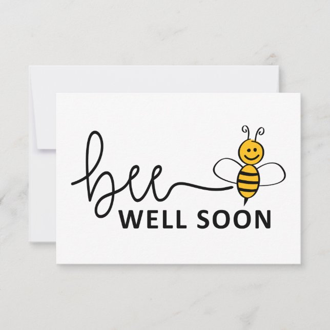 Slogan Bee well soon. Good luck! Card (Front)