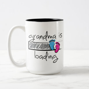 Slogan grandma is loading. Become Grandpa and Gran Two-Tone Coffee Mug