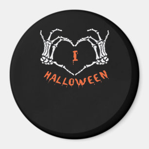 Slogan Halloween. Heart Gesture Made Of Skeleton Magnet