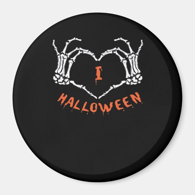 Slogan  Halloween. Heart Gesture Made Of Skeleton  Magnet (Front)