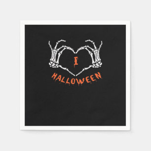 Slogan Halloween. Heart Gesture Made Of Skeleton Napkin