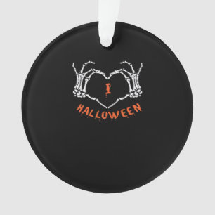 Slogan  Halloween. Heart Gesture Made Of Skeleton  Ornament