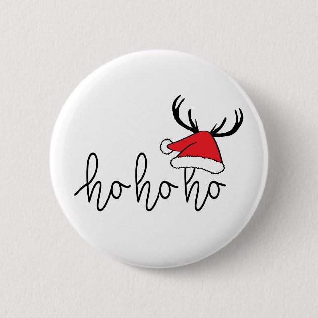 Slogan ho ho ho, Gelukkig kerstfeest. Kerstman.  6 Cm Round Badge (Front)