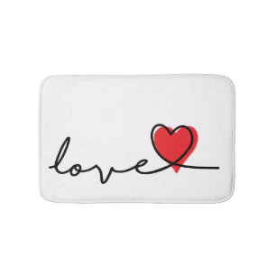 Slogan love. Hard, heart. Valentine's Day. Bath Mat