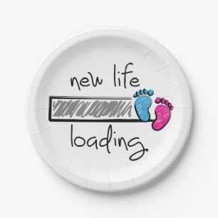 Slogan new life is loading. Becoming a father and Paper Plate