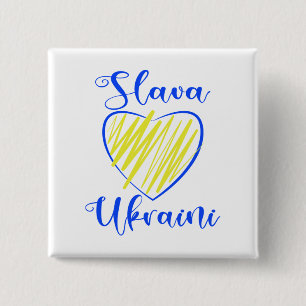 Slogan Slava Ukraini Glory to Ukraine heart 15 Cm Square Badge