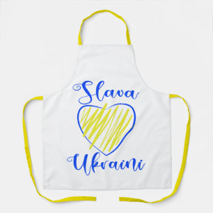 Slogan Slava Ukraini Glory to Ukraine heart Apron