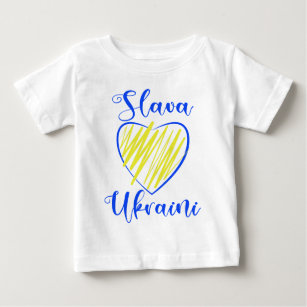 Slogan Slava Ukraini Glory to Ukraine heart Baby T-Shirt