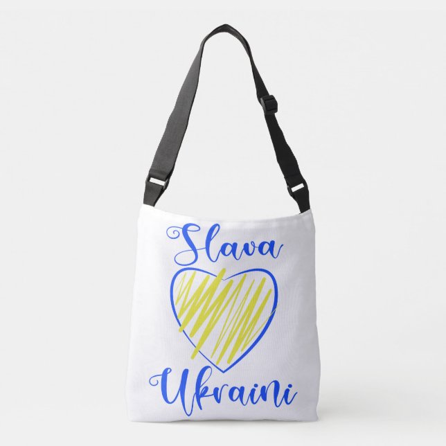 Slogan Slava Ukraini Glory to Ukraine heart  Crossbody Bag (Front)