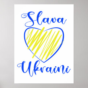 Slogan Slava Ukraini Glory to Ukraine heart Poster