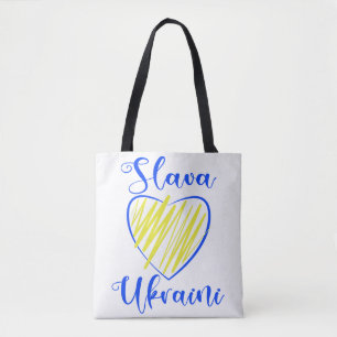 Slogan Slava Ukraini Glory to Ukraine heart  Tote  Bag