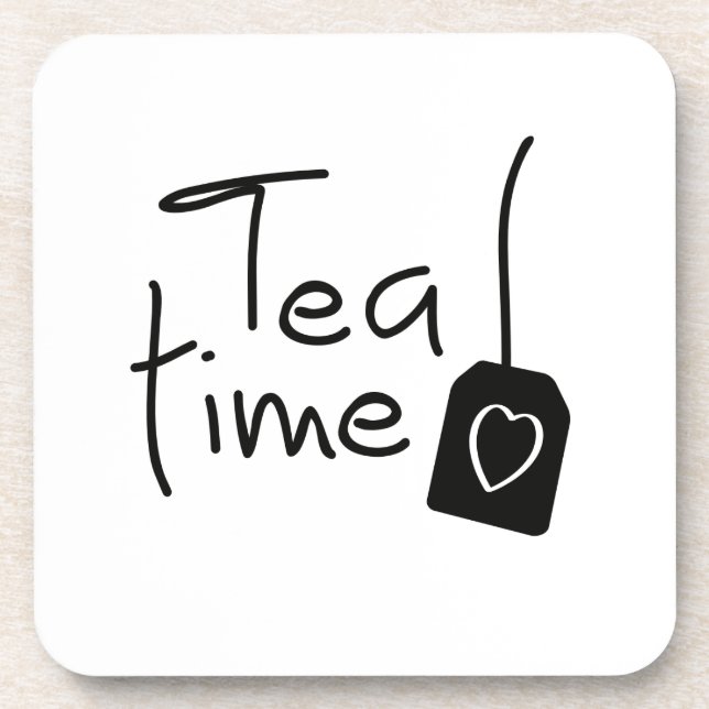 Slogan tea time - theetijd. kopje thee drinken. coaster (Front)