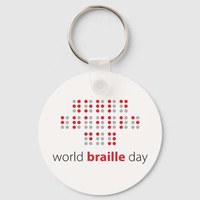 Slogan World Braille day. World Braille Day. Key Ring (Front)