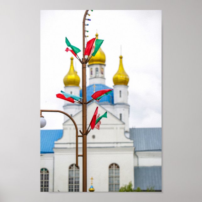 Slonim Belarus Flag Town Architecture Church Poster (Front)