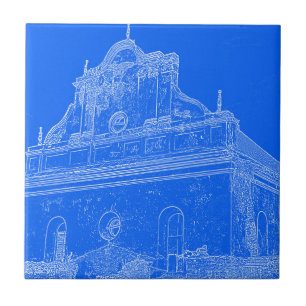 Slonim Great Synagogue Architecture Sketch Ceramic Tile