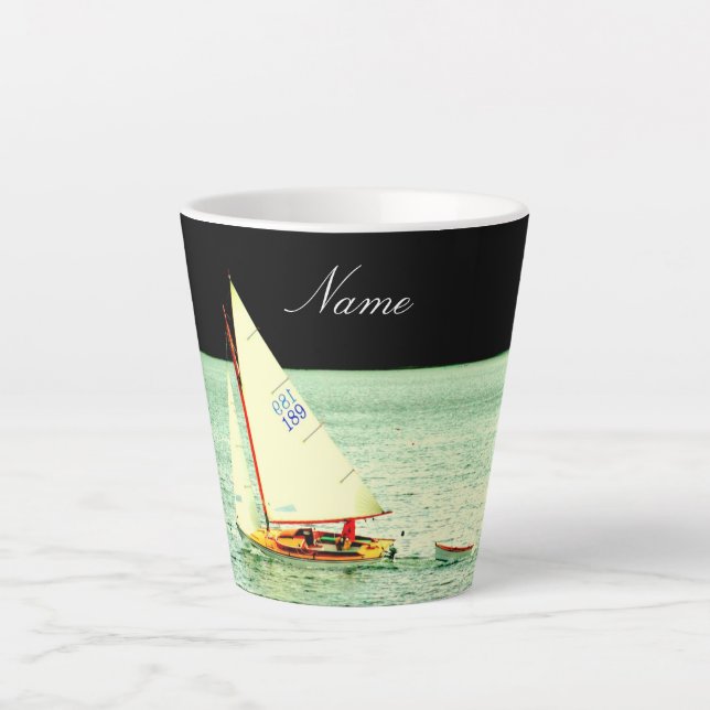 Sloop sailing Thunder_Cove Latte Mug (Front)