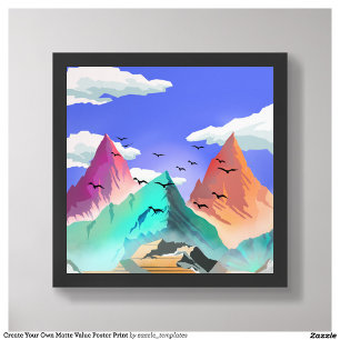 Slope of bliss colorful mountain illustration  poster