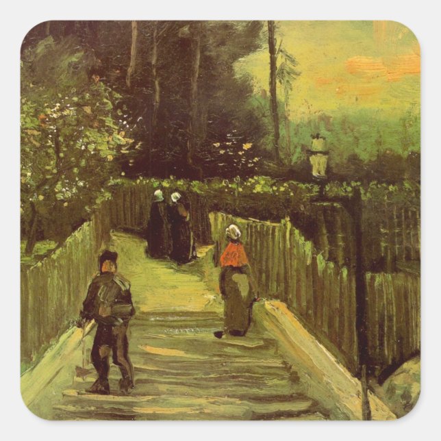 Sloping Path in Montmartre by Vincent van Gogh Square Sticker (Front)