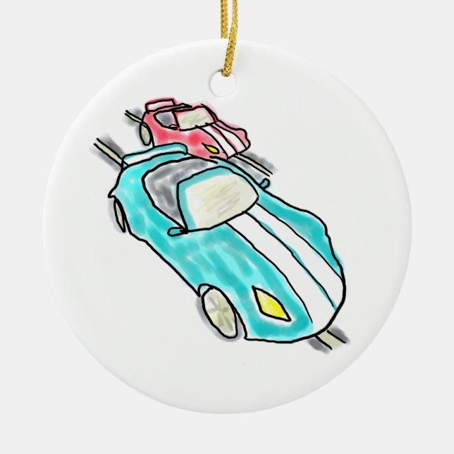 Slot Car Racing Ceramic Ornament (Front)