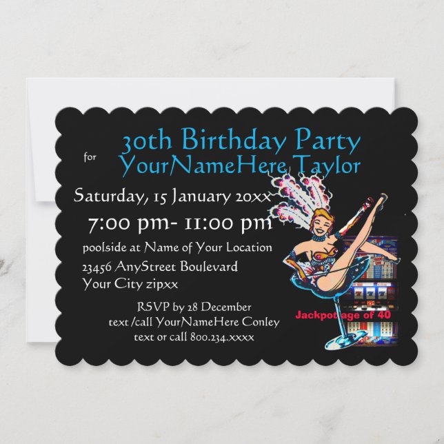 Slot Machine 30th Birthday Party Invitation (Front)