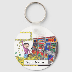 Slot Machine - Female Cartoon by PrintedPerfection Key Ring