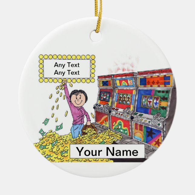 Slot Machine - Female Ceramic Tree Decoration (Front)