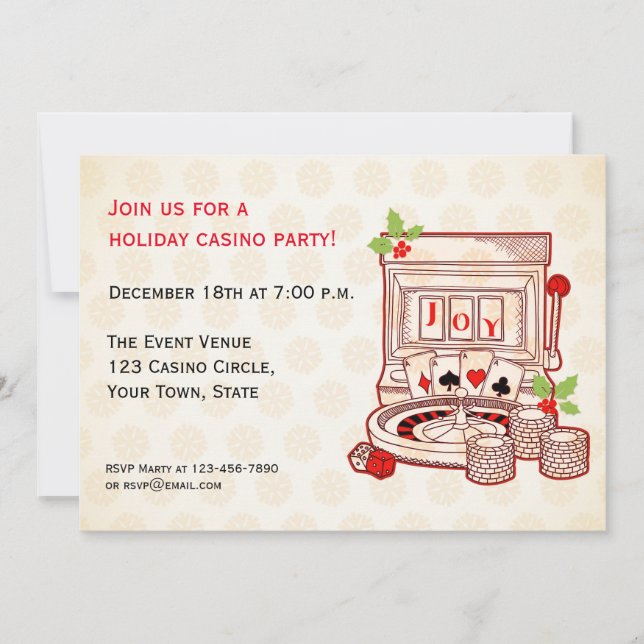 Slot Machine Joy Holiday Invitation (Front)