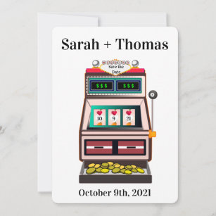 Slot Machine Lucky in Love Save the Date Invitation