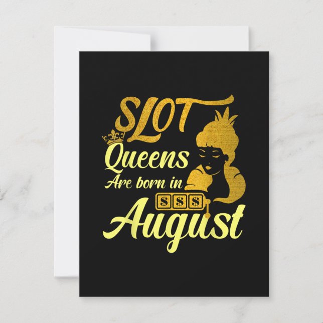 Slot Machine Queen August Birthday Invitation (Front)