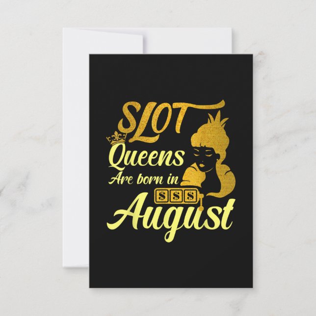 Slot Machine Queen August Birthday Invitation (Front)