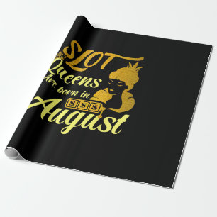 Slot Machine Queen August Birthday Wrapping Paper