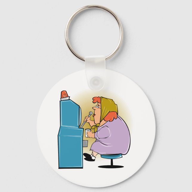 Slot Machine Slots - Play To Win Key Ring (Front)