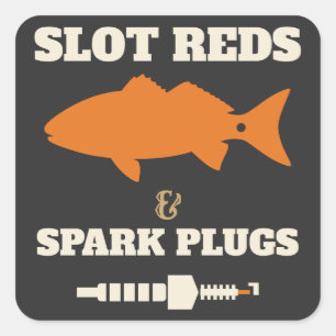 Slot Reds and Spark Plugs, Redfish Mechanic Square Sticker