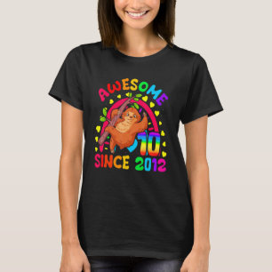 Sloth 10th Birthday Awesome Since 2012 Rainbow T-Shirt