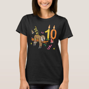 Sloth 10th Birthday  Lazy Sloths Animal  Graphic T-Shirt