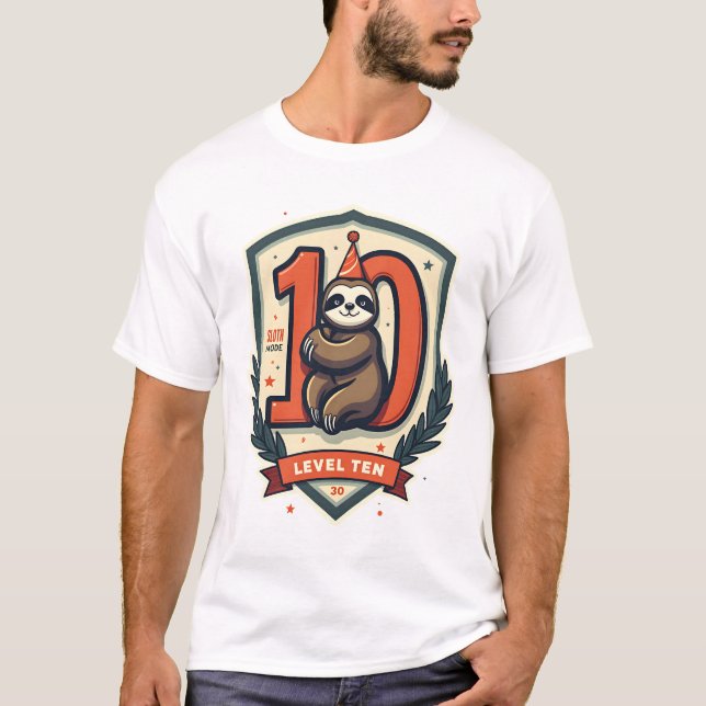 Sloth 10th Birthday Vintage Sunset Shirt 2 (Front)