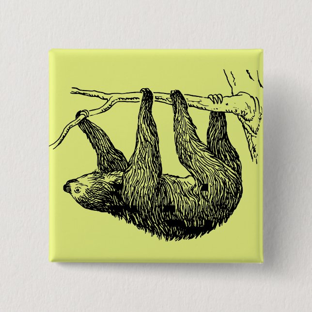 Sloth 15 Cm Square Badge (Front)