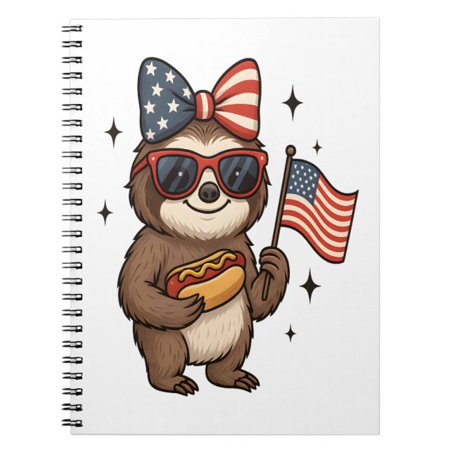Sloth 4th July Notebook (Front)