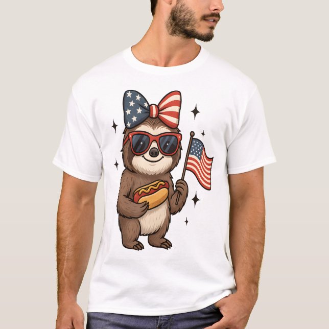Sloth 4th July T-Shirt (Front)