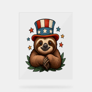 Sloth 4th of July Acrylic Sign