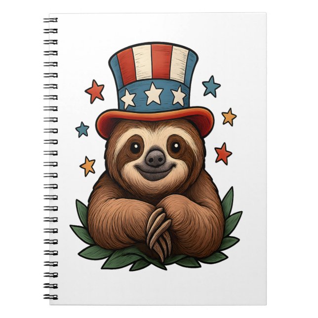 Sloth 4th of July Notebook (Front)